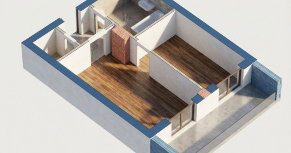 BLOC NOU! 1680E/MP TVA INCLUS! 1 camera, 38,5mp 7,7mp balcon