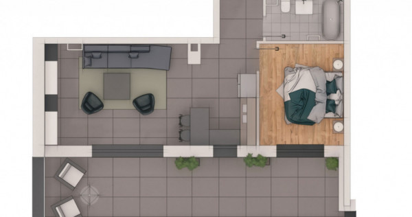 Apartament 2 camere, 50,24mp, 28mp terasa, ansamblu NZEB, zo