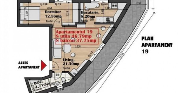 Apartament 2 camere, 46.8 MP 37.8 MP Terasa, Zona Iris , Clu