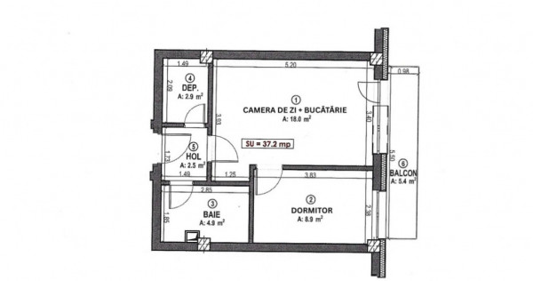 Apartament 2 camere 37.3 mp in Floresti zona Terra
