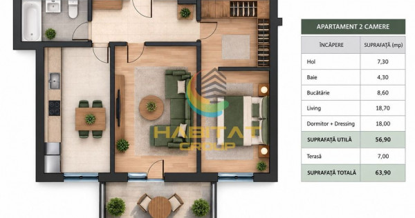 Apartament 2 camere - 8 min de metrou Nicolae Teclu