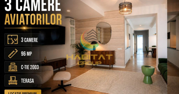 V&acirc;nzare Apartament 3 camere bloc 2003 | Aviatorilor | Mobilat si Utilat | 96 mp