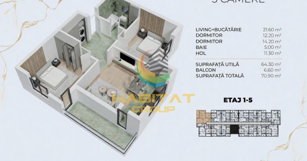 V&acirc;nzare 3 camere - Popești Leordeni | Metrou Berceni la 5 min