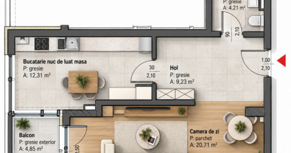Apartament 2 camere 47 mp zona Gheorgheni, Cluj
