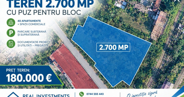 Vand teren 2700 MP zona Gradiste cu PUZ pentru bloc ID:43659