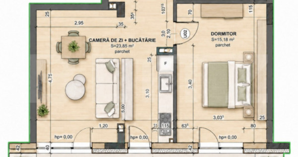 Apartament 2 camere, 49.20 mp, zona Iris