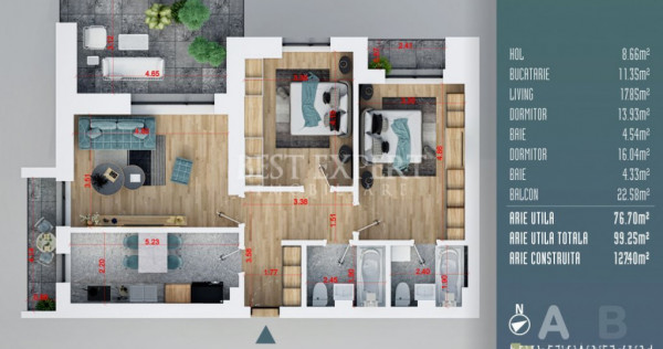 Apartament 3 camere decomandate Finisaje Premium Titan Aucha