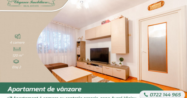 Apartament 4 camere cu centrala proprie, zona Aurel Vlaicu,