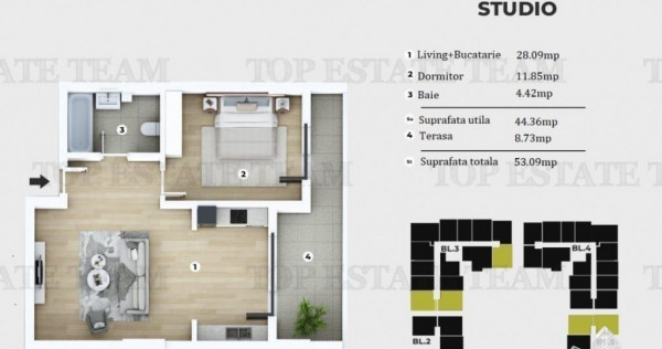 Studio 2 camere in apropierea statiilor de metrou Berceni s