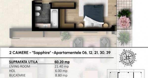 Apartament Nou 2 camere tip Sapphire