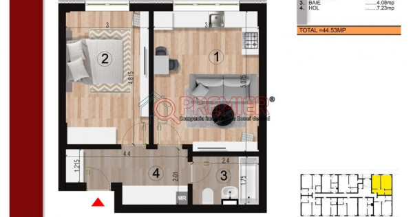 10 minute Metrou Berceni - 2 camere tip studio - 49083 Euro