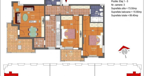 Apartament cu 3 camere Drumul Gura Calitei