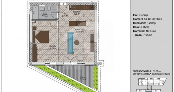 2 camere cu terasa in bloc nou zona Nerva Traian, Metrou Tim