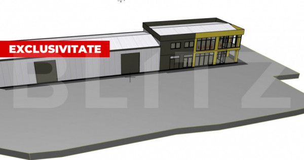 Cladire de birouri + 3 Hale, teren 4300 mp, Sebes