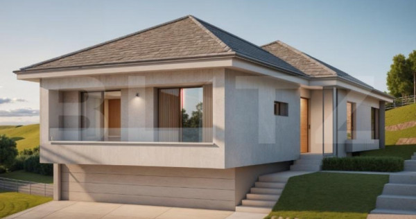 Casă de vanzare, 4 camere, 95 mp, panouri solare,teren 500