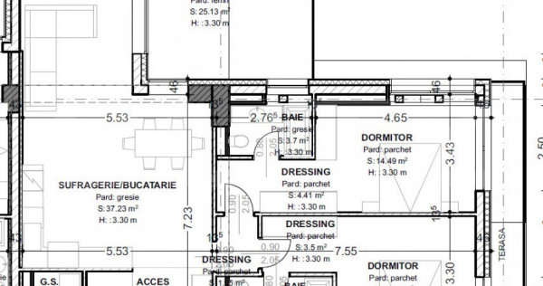 Apartament 3 camere, 93,5 mp, terasă 32,5 mp, zona centrala