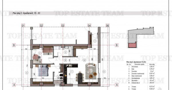 Apartament 3 camere 2 terase bloc nou metrou 1 Decembrie 191