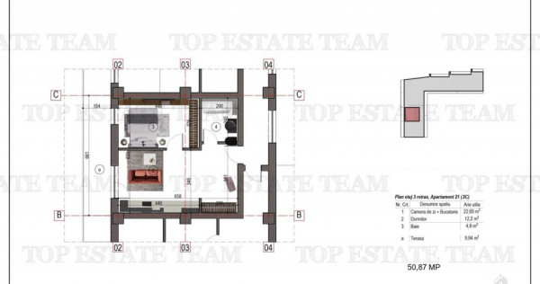 Apartament tip studio bloc nou metrou 1 Decembrie 1918