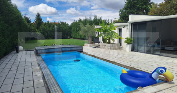 Vila de lux, mobilata, utilata, teren superb 1150 mp, piscin