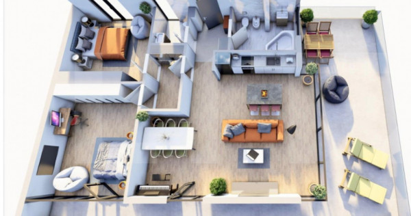 Apartament cu 2 camere, etaj intermediar, terasa, Braytim