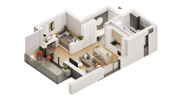 Apartament cu 1,5 camere în zona Confecții