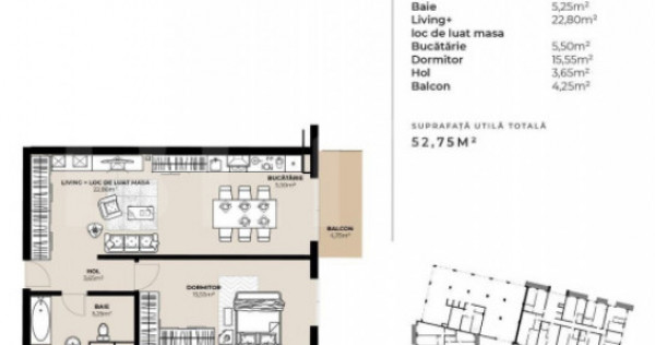 Apartament de 2 camere 53 mp, Marasti, bloc in constructie