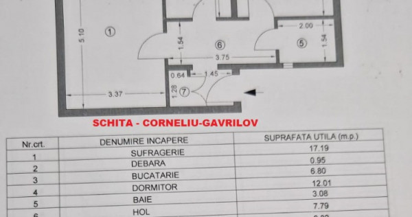 Apartament 2 camere CORNELIU GAVRILOV /52mp