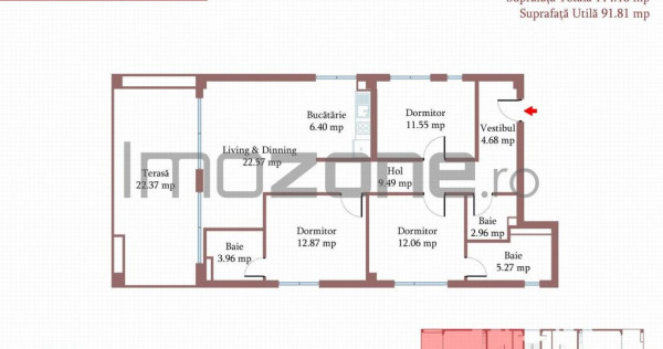 4 CAMERE, 3 BAI, METROU ,incalzire in PARDOSEALA, FERESTR...