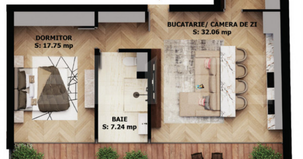 Apartament 2 camere premium | Terasă uriașă | EAS Residen