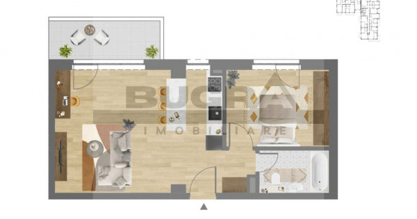Apartament 2 camere, 54mp, balcon, garaj, zona C. Coposu