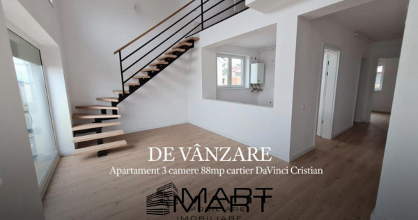 Apartament 3 camere 88mp etaj 2 cartier DaVinci