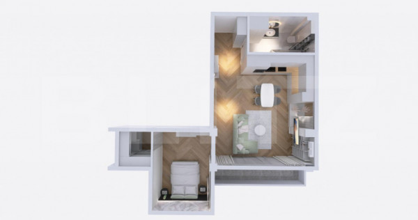 Apartament nou modern, 2 camere, centrala pe gaz si panouri