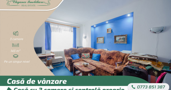 Casa cu 3 camere și centrală proprie,zona Aurel Vlaicu, Ar
