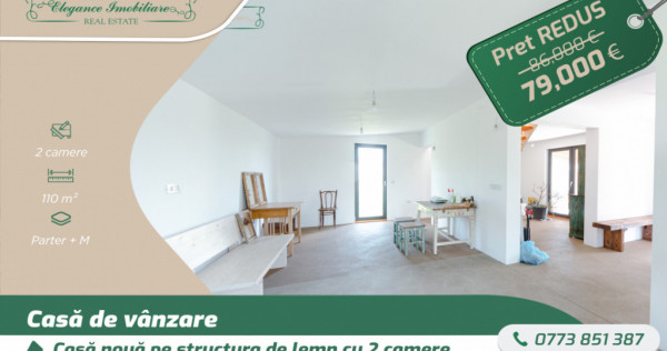Casă nouă pe structură din lemn cu centrala proprie , Com