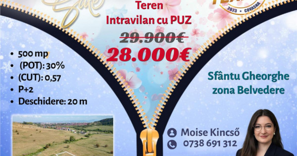 Teren intravilan cu PUZ, 500 mp, zona Belvedere, Sfantu Gheo