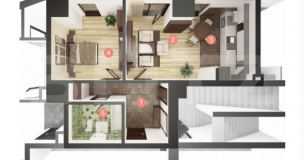 Apartament cu 2 camere, 51 mp, semifinisat, imobil nou - Man