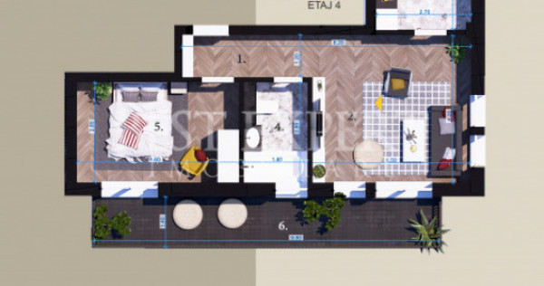 2 Camere Zona Linistita -acces rapid STB-5 Min