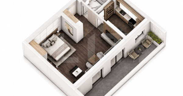 Studio, 57.38 mp, ansamblu cu 0% Comision la Achiziție, zon