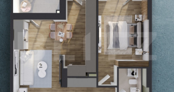 Apartament 2 camere, 59 mp, balcon 13 mp, proiect nou nZEB,