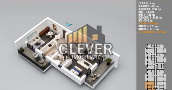 Apartament 3 Camere Decomandat, metrou Teclu, Comision 0%