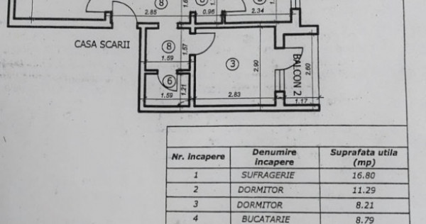 Decomandat, 2 balcoane, 3 camere Piata Sud