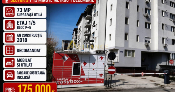 Sector 3 Apartament 3 camere Metrou 1 Decembrie mobilat si u
