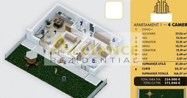 APARTAMENT 4 CAMERE CU CURTE PROPRIE | PRET DE LANSARE | ...