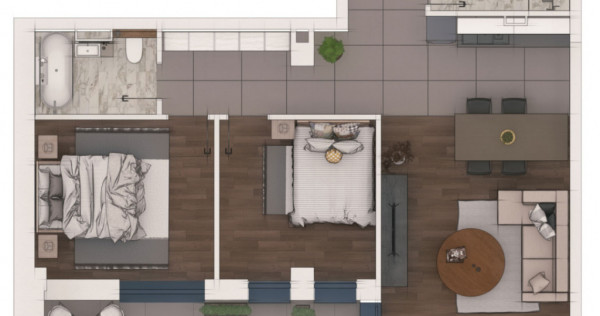Apartament 3 camere 70,59mp ansamblu NZEB Terra