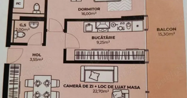 Apartament 2 camere 58,5 mp + terasa 15.3 mp in Cluj zona Da