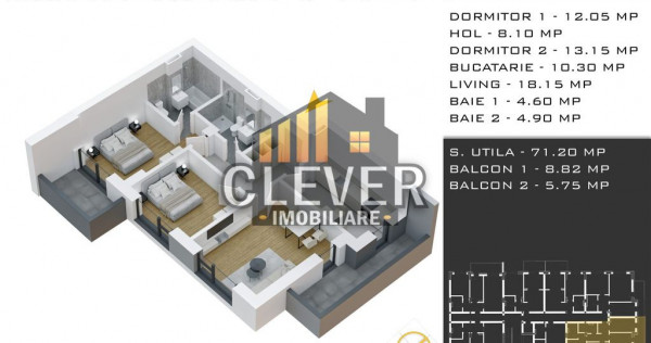 Ap 3 cam 2 Balcoane &ndash; Decomandat &ndash; Zona Pallady &ndash; C...
