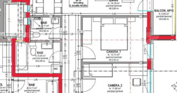Apartament 3 camere | 2 bai | Semicentral