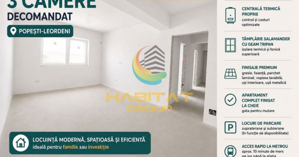V&acirc;nzare Apartament 3 camere | &Icirc;ncălzire in pardoseala | Aproape de Metrou Bercen