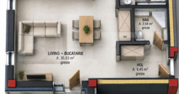 Apartament cu 3 camere, 72 mp, zona Terra Gardens, Comision