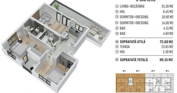 Comision 0% 3 camere Terasa | Prelungirea Ghencea | Latin